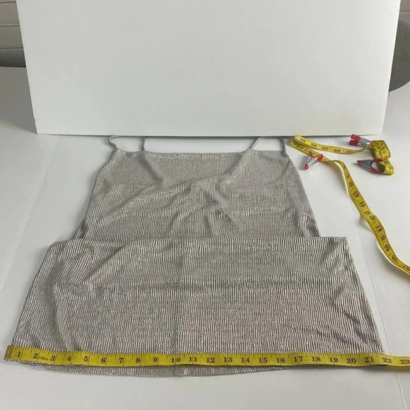 Silver coloured neck metallic club party midi shift dress size medium - Picture 9 of 11